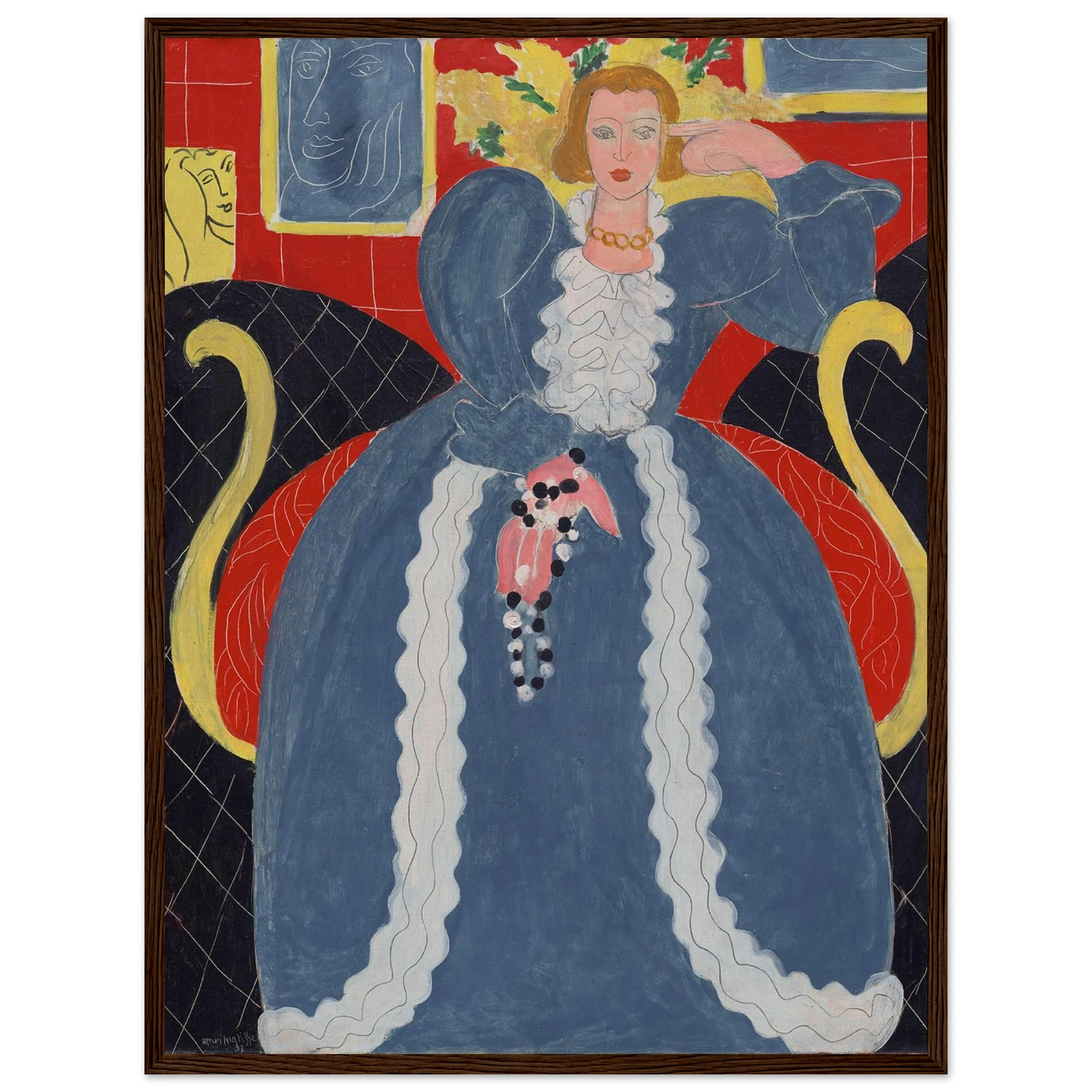 French modernist portrait Woman in Blue (1937) by Henri Matisse, reproduced as an archival-quality fine art print for collectors.