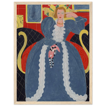 Portrait art print of Woman in Blue by Henri Matisse, highlighting elegance, confidence, and the harmony of color and form.