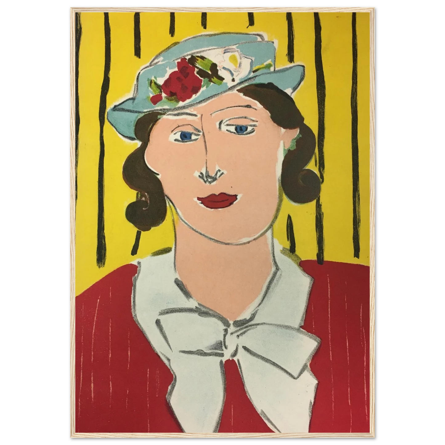 Avant-garde artwork Woman with a Hat by Henri Matisse, an iconic painting that helped launch modernism and the Fauvist movement.