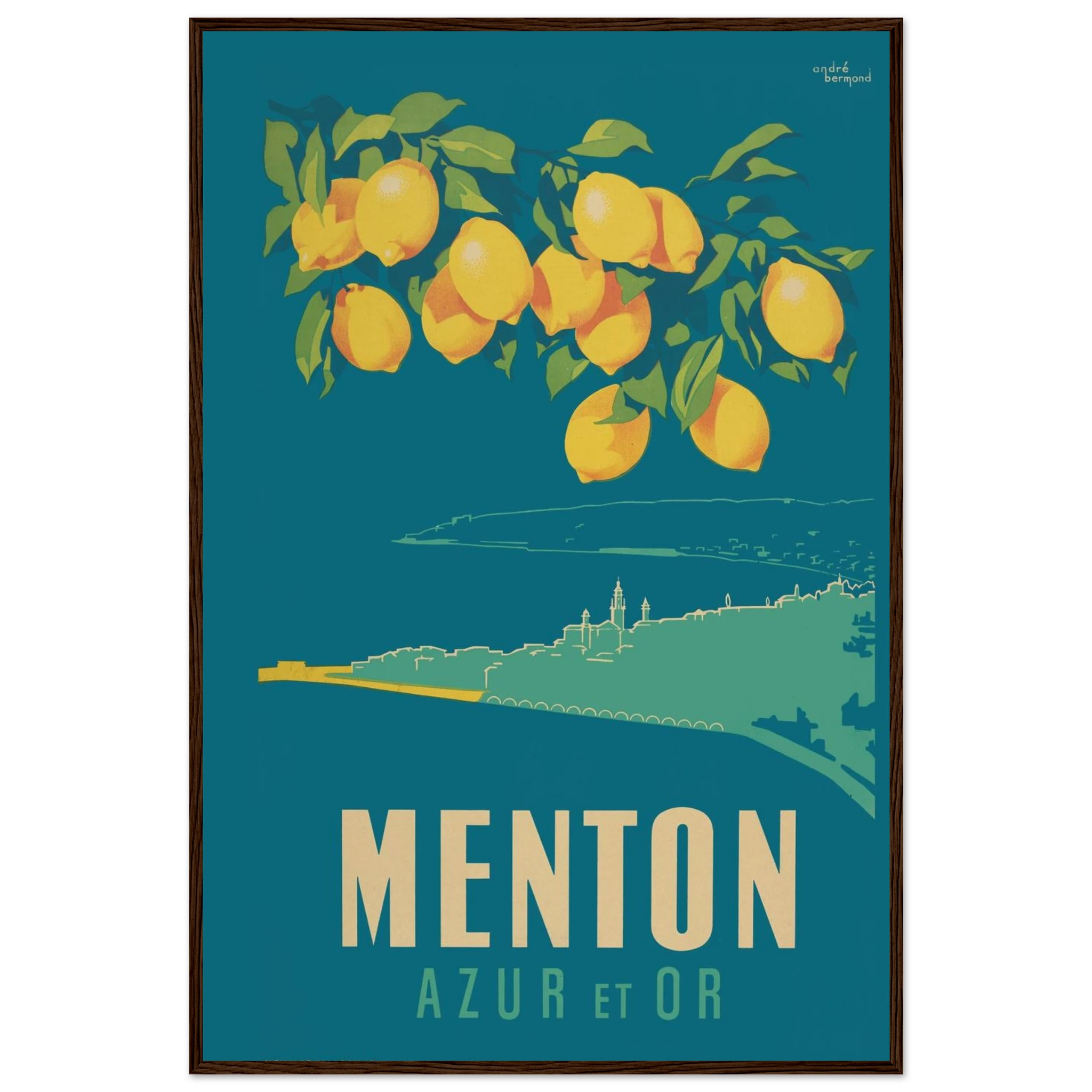 Vintage wall art print of Menton on the Côte d’Azur, celebrating classic French travel culture and the elegance of Mediterranean living.