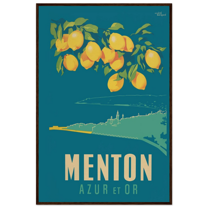 Vintage wall art print of Menton on the Côte d’Azur, celebrating classic French travel culture and the elegance of Mediterranean living.