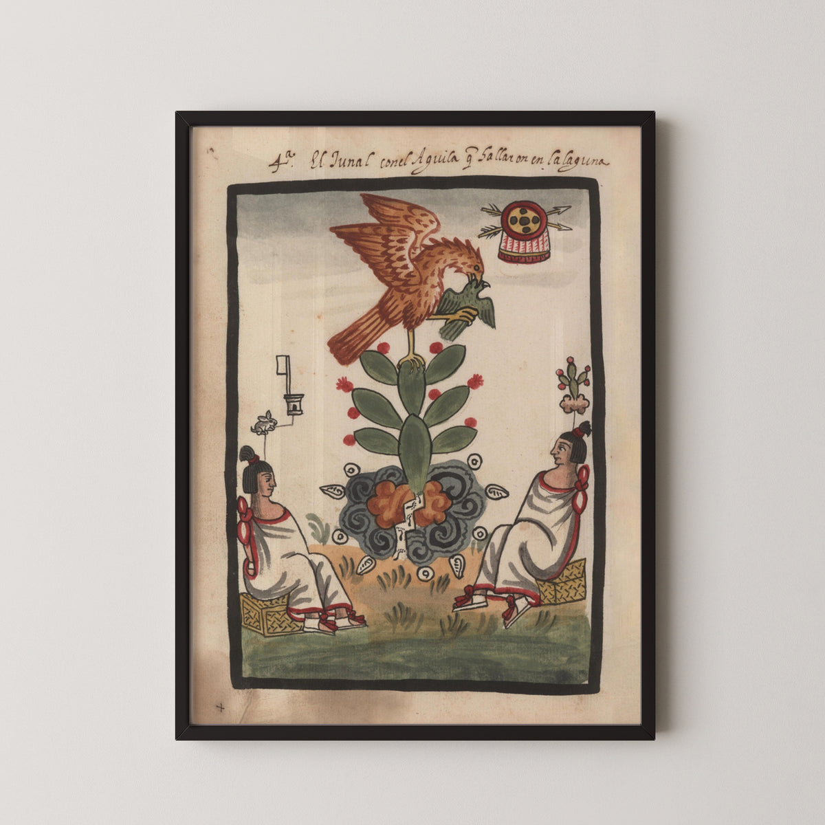 mexican codex aztec mayan poster – black frame mockup