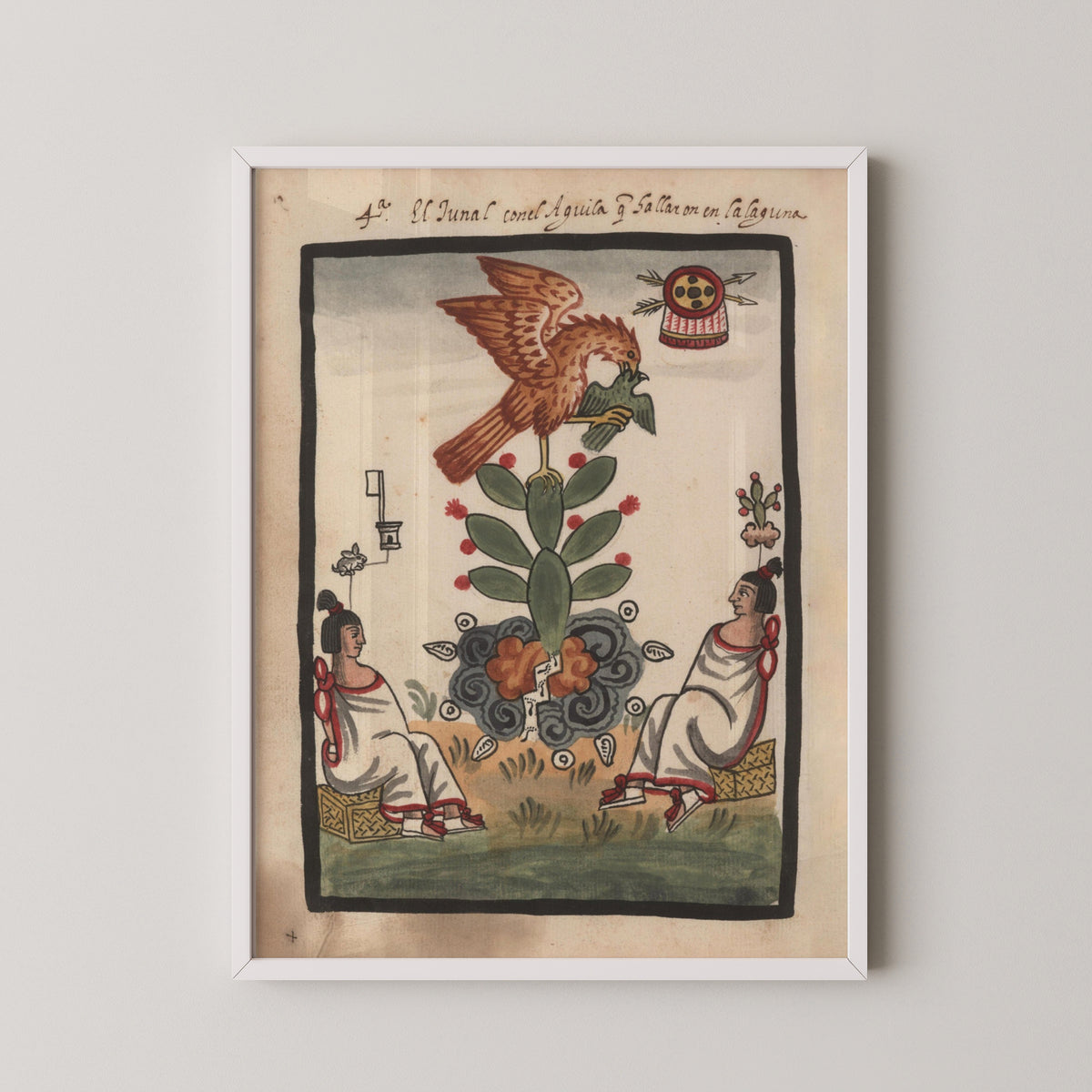 mexican codex aztec mayan poster – white frame mockup