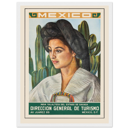 Wall art print celebrating Mexican culture and tradition, showing a woman in folkloric dress with rich color and painterly charm.