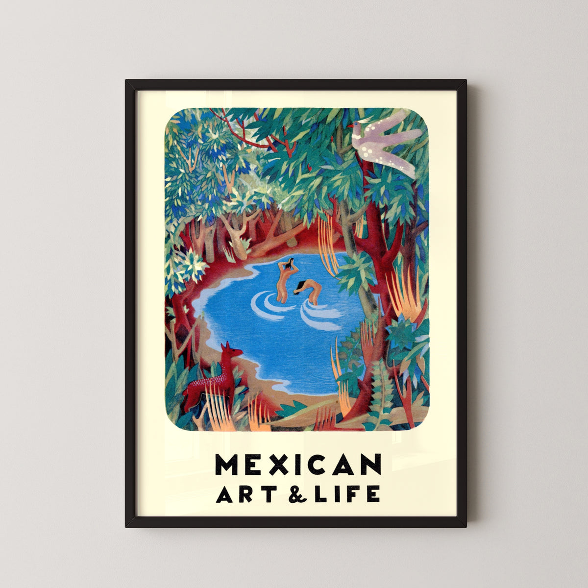 mexico vintage art poster – black frame mockup