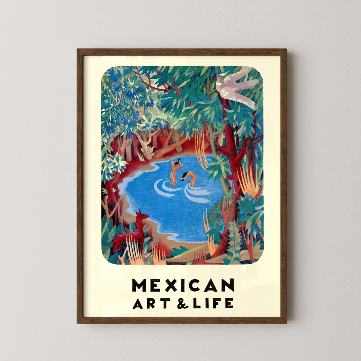 mexico vintage art poster – darkwood frame mockup