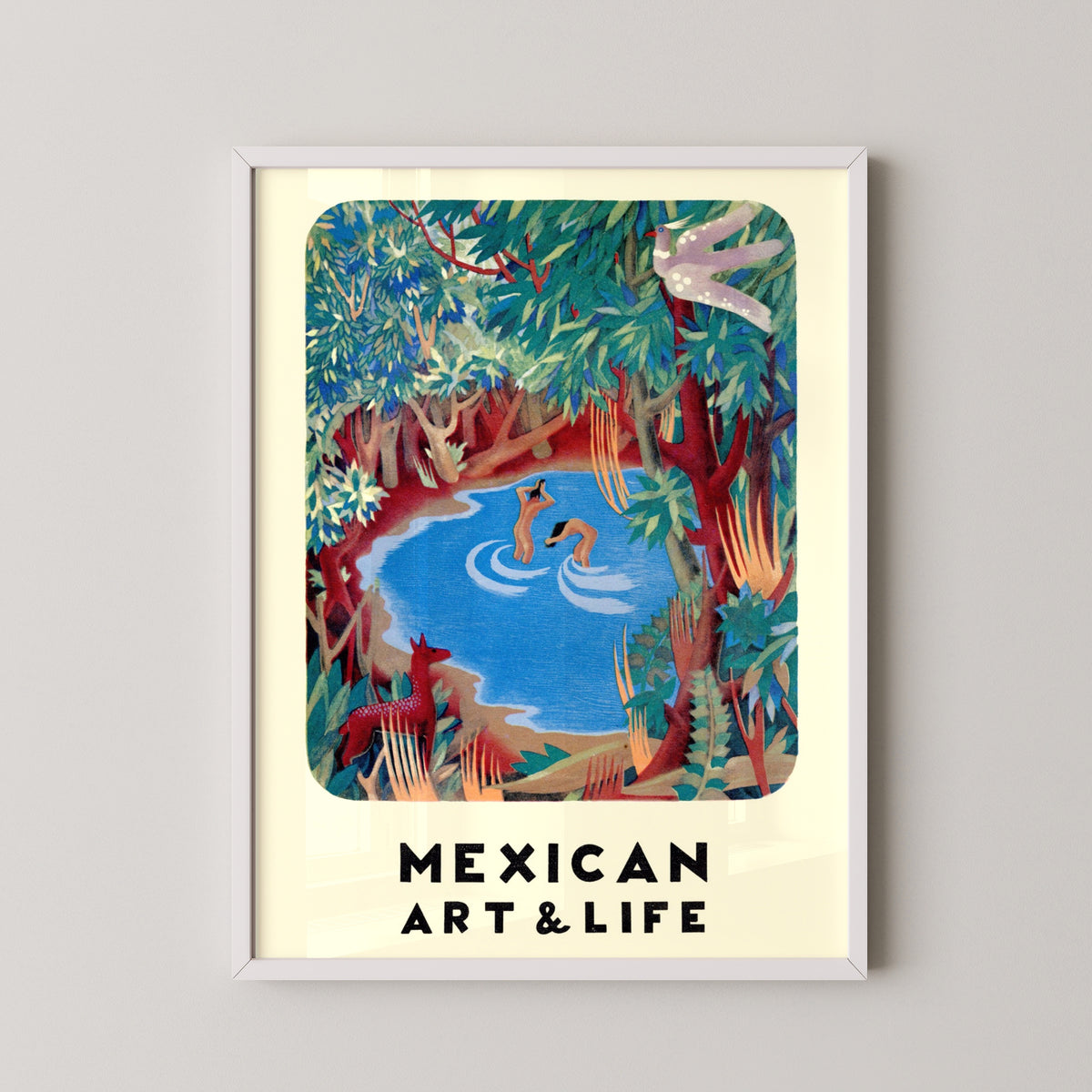 mexico vintage art poster – white frame mockup