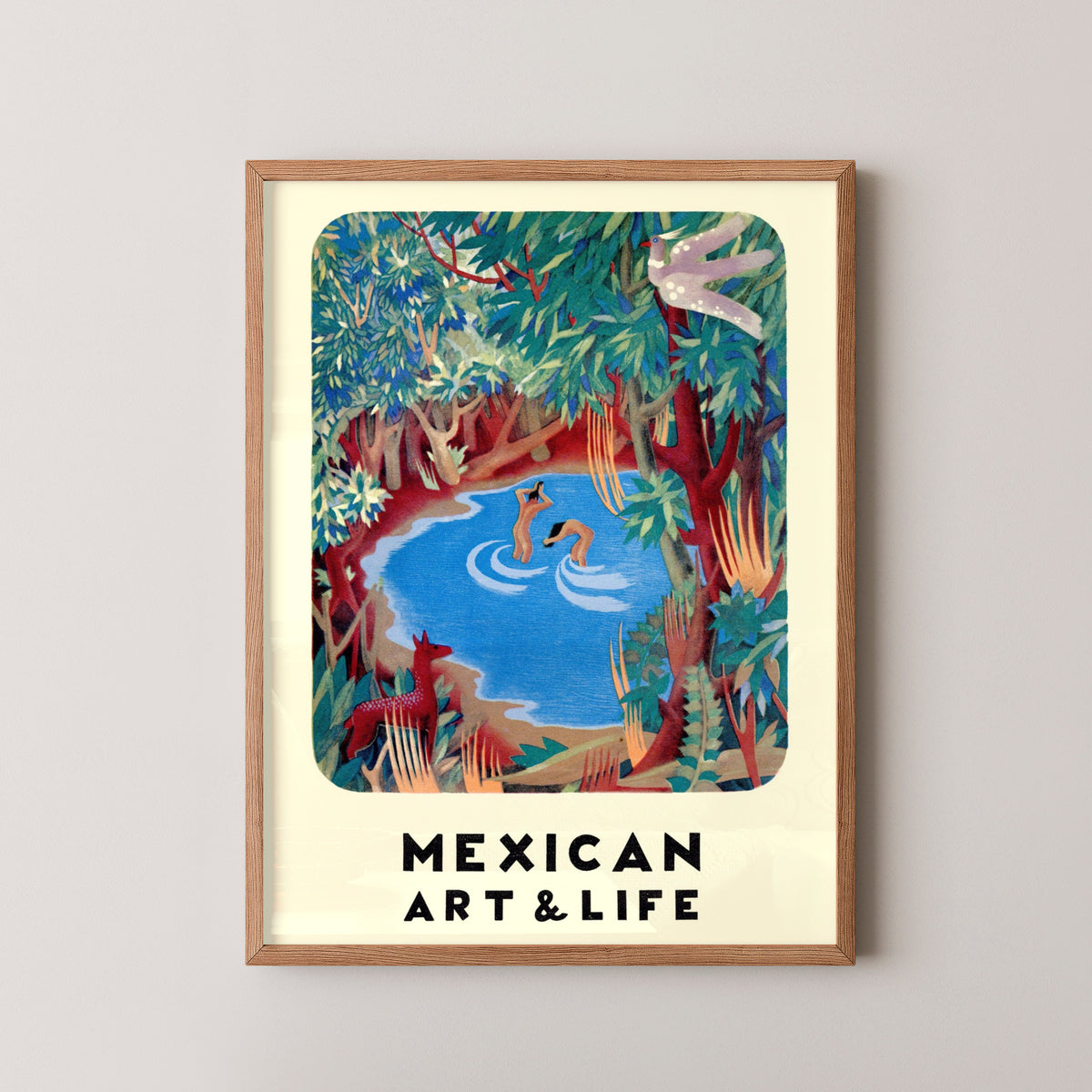 mexico vintage art poster – wood frame mockup