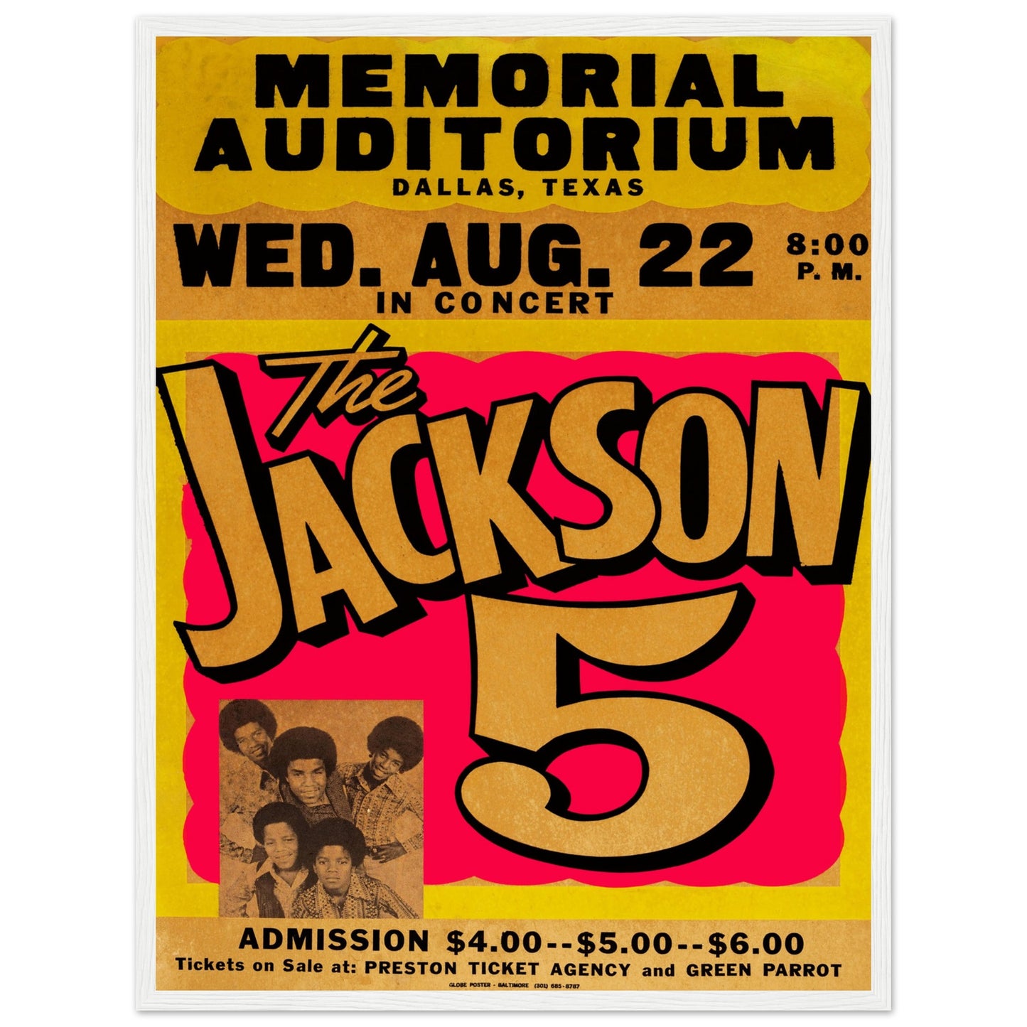 Early Jackson 5 poster with young Michael Jackson and brothers — rare vintage concert artwork for soul and R&B fans.
