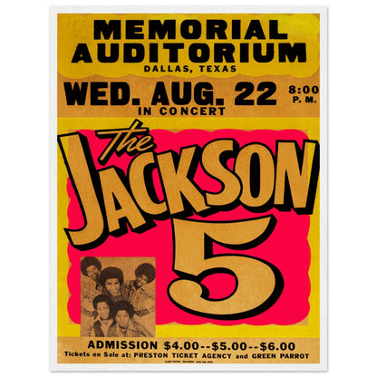 Early Jackson 5 poster with young Michael Jackson and brothers — rare vintage concert artwork for soul and R&B fans.
