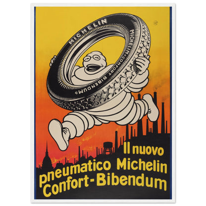 Classic Italian Michelin poster print celebrating vintage motoring culture and timeless European graphic design.