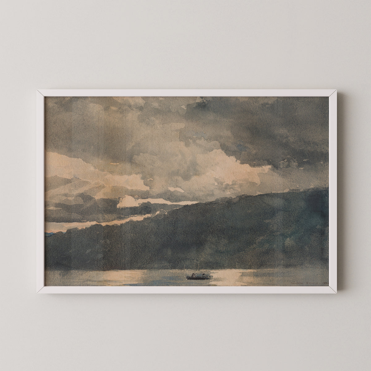 Mink Lake, Adirondacks by Winslow Homer, art print in a white frame