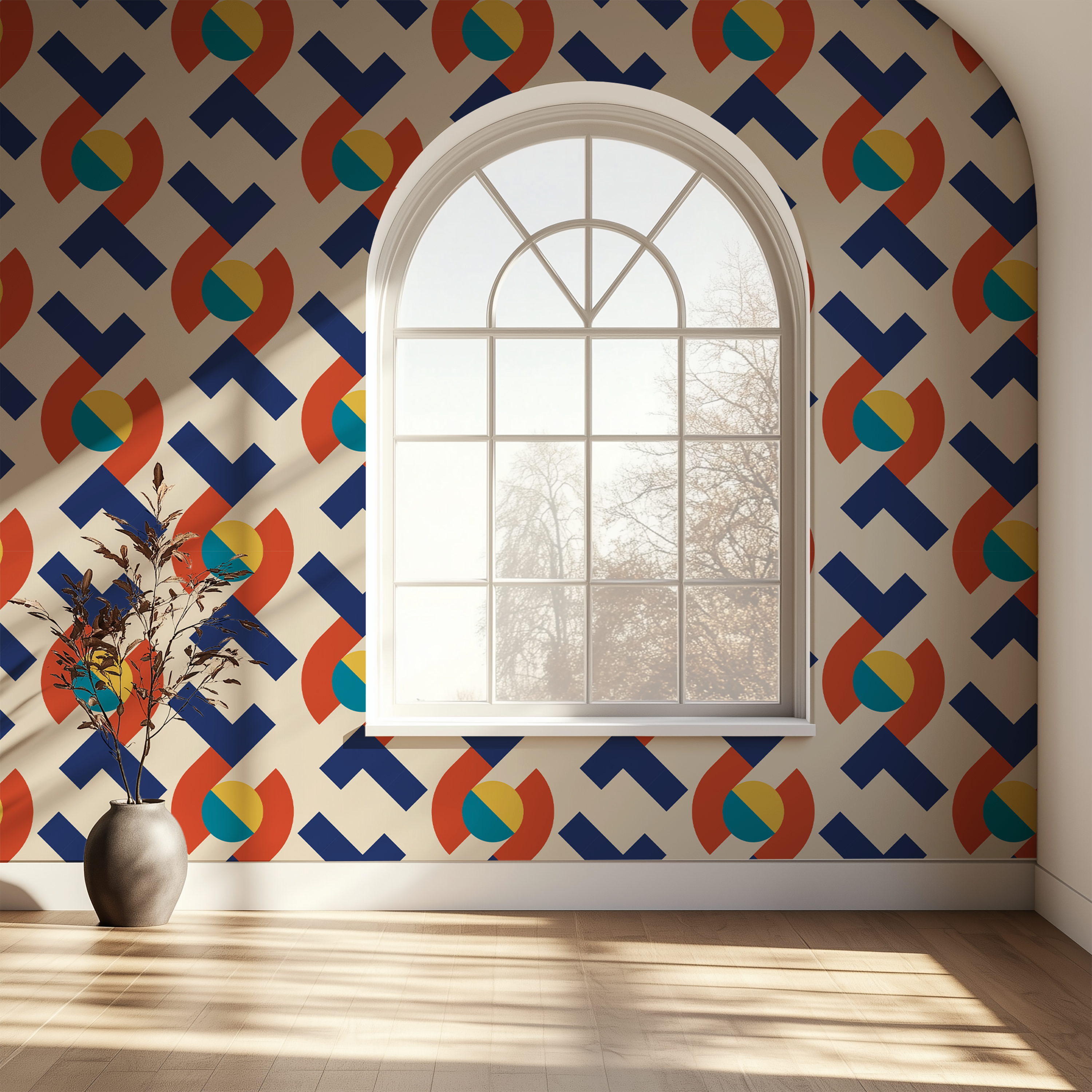 Modern Bauhaus wallpaper, Bauhaus inspired wallpaper, geometric wall mural, contemporary wallpaper, modular wallpaper, premium wall decor