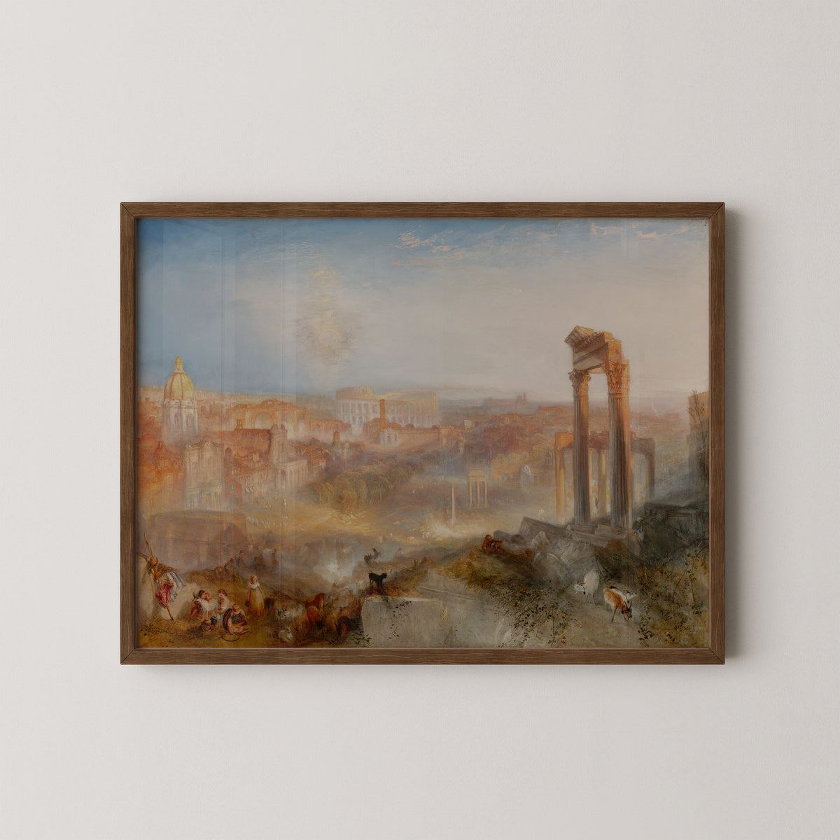 Modern Rome - Campo Vaccino (2011.6) by Joseph Mallord William Turner, art print in a dark wood frame