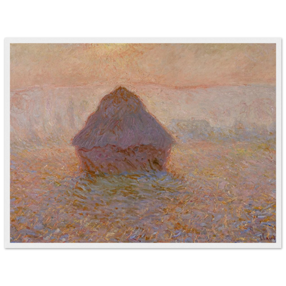 Poster reproduction of Monet’s Grainstack, Sun in the Mist, celebrating the beauty of morning light and subtle Impressionist texture.