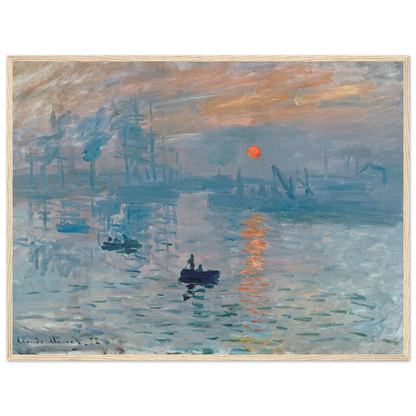 Museum-quality reproduction print of Monet’s Impression, Sunrise (1872), ideal wall decor for art collectors and classic interiors.