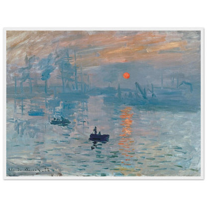 Wall art print of Monet’s Impression, Sunrise, depicting the harbor of Le Havre in luminous morning light and atmospheric color.