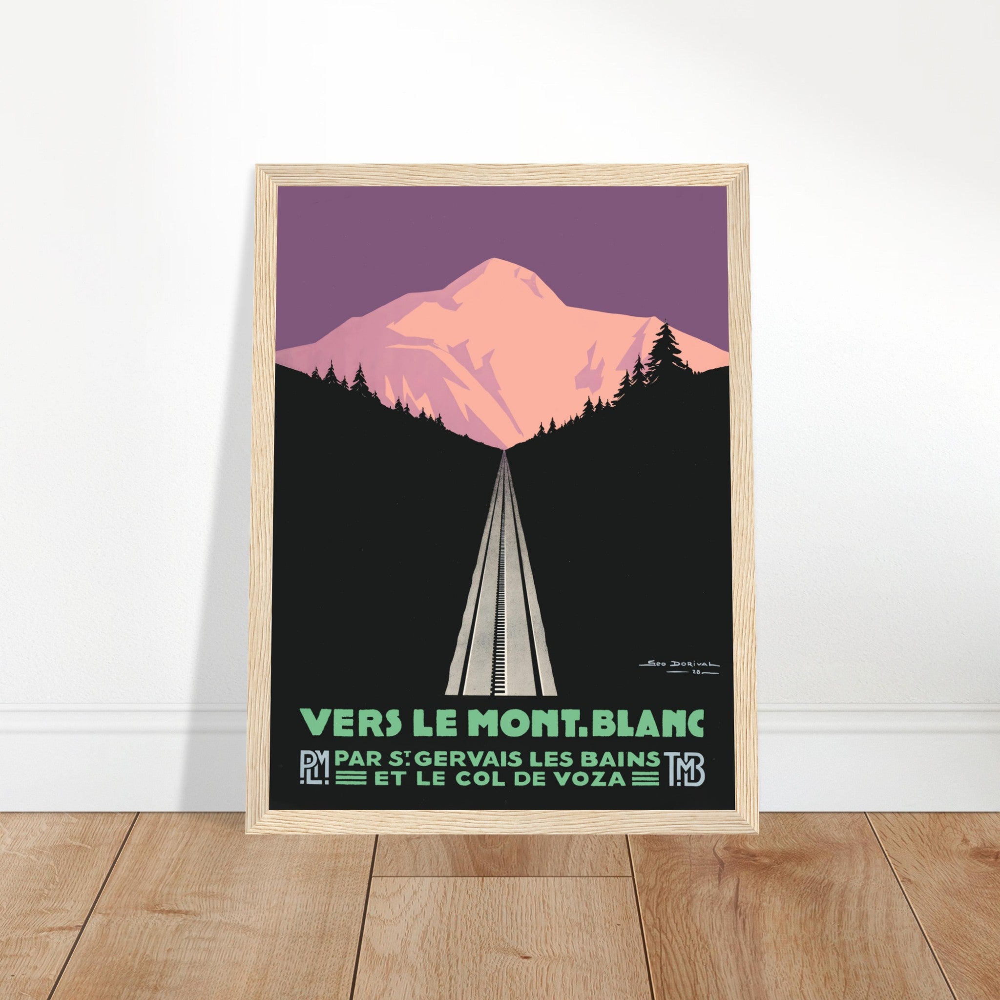 Stunning Mont Blanc vintage poster, celebrating the majestic Alpine mountain. Perfect for nature lovers & adventure enthusiasts. Shop now!