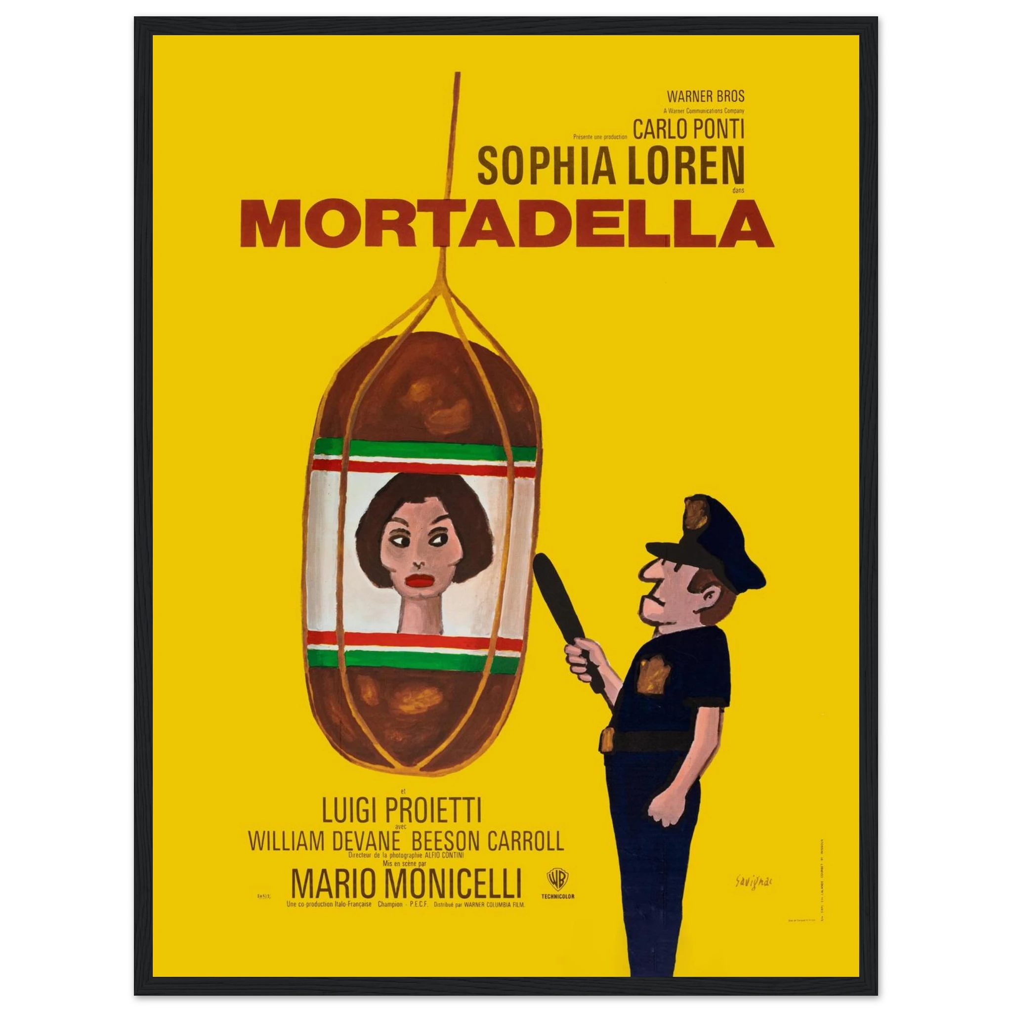 Mortadella (1971) Italian cinema poster featuring Sophia Loren, perfect for classic film collectors and lovers of 70s movie art.