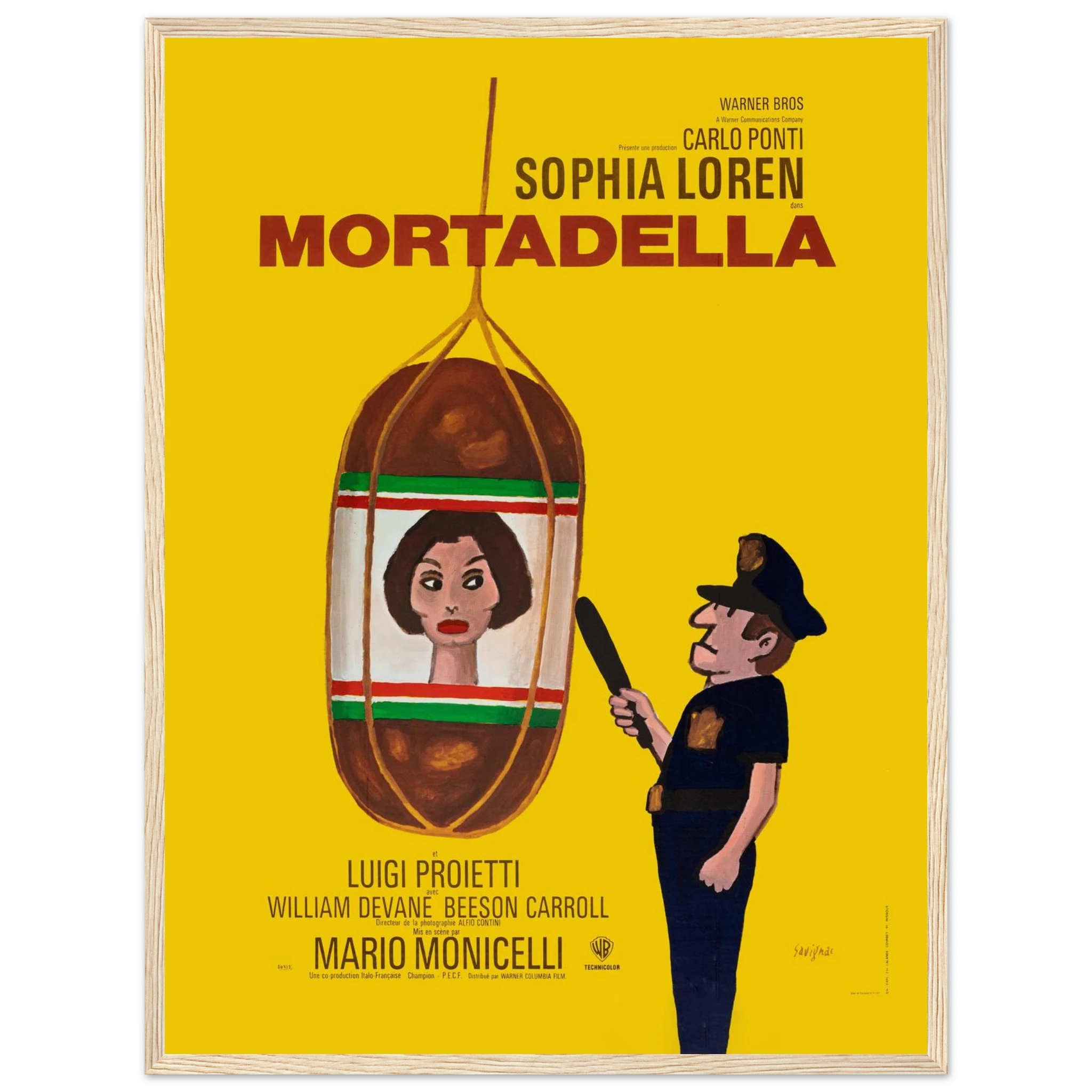 Retro film poster of Mortadella starring Sophia Loren, capturing 1970s cinematic style and timeless Italian glamour.