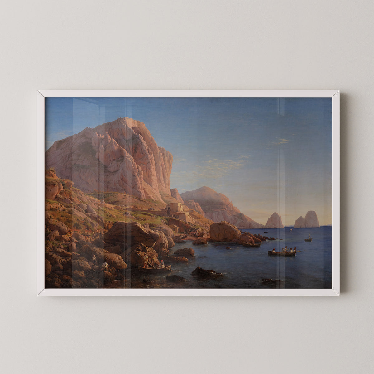 White-framed View from Capri, Shortly After Sunrise art print by Danish painter Christen Købke