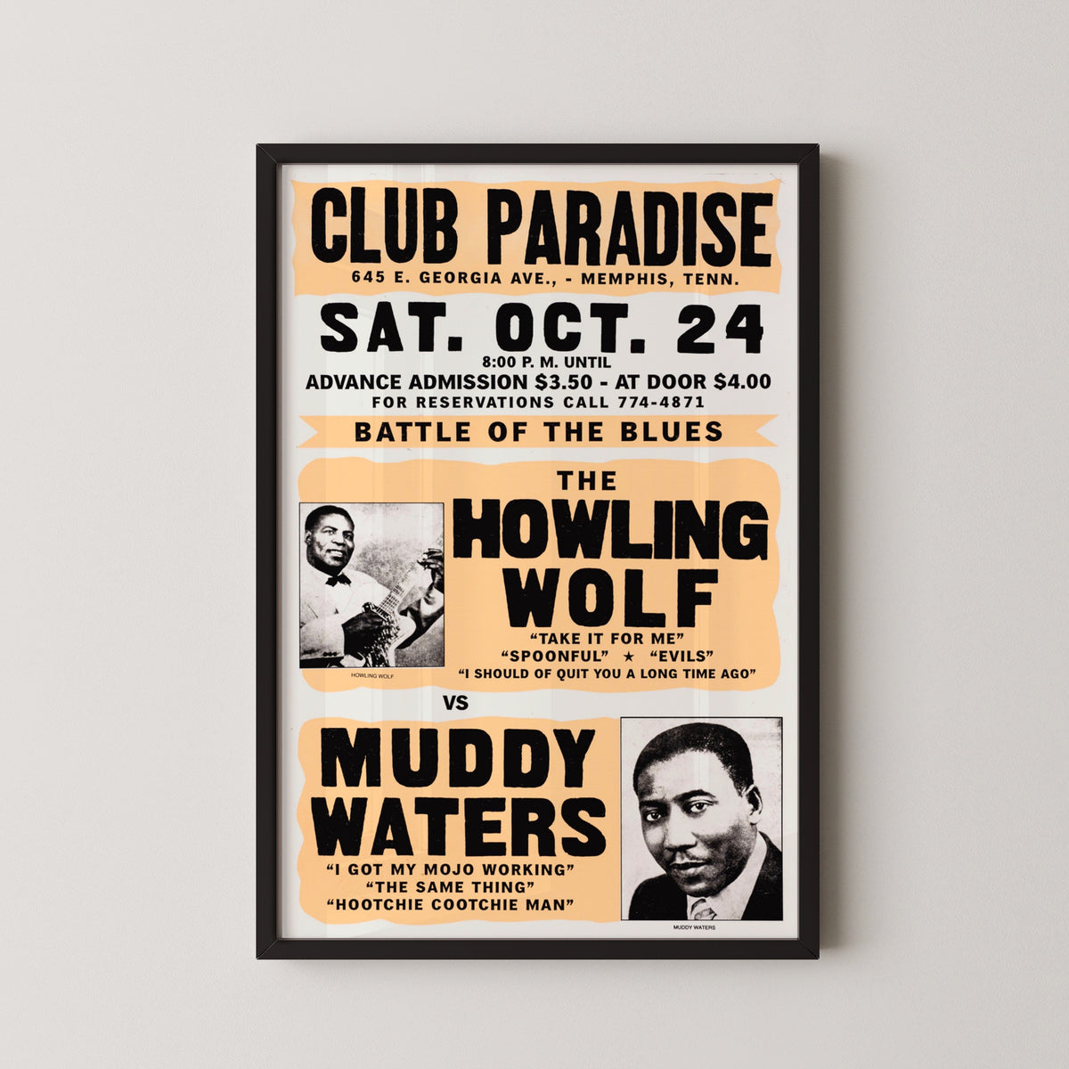 muddy waters concert poster – black frame mockup