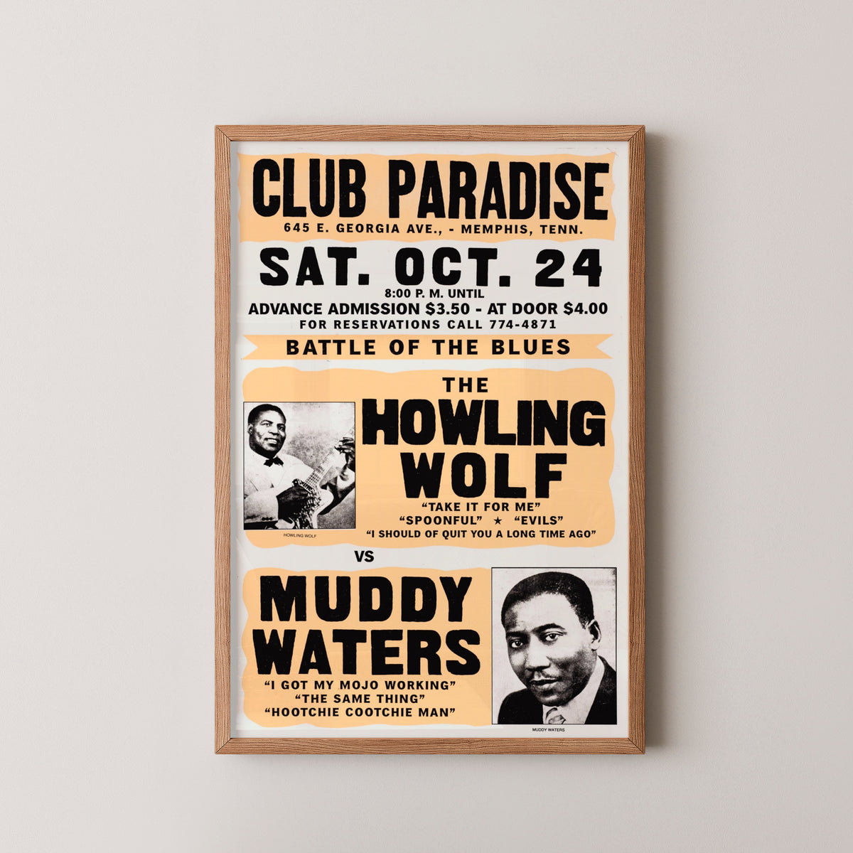 muddy waters concert poster – wood frame mockup