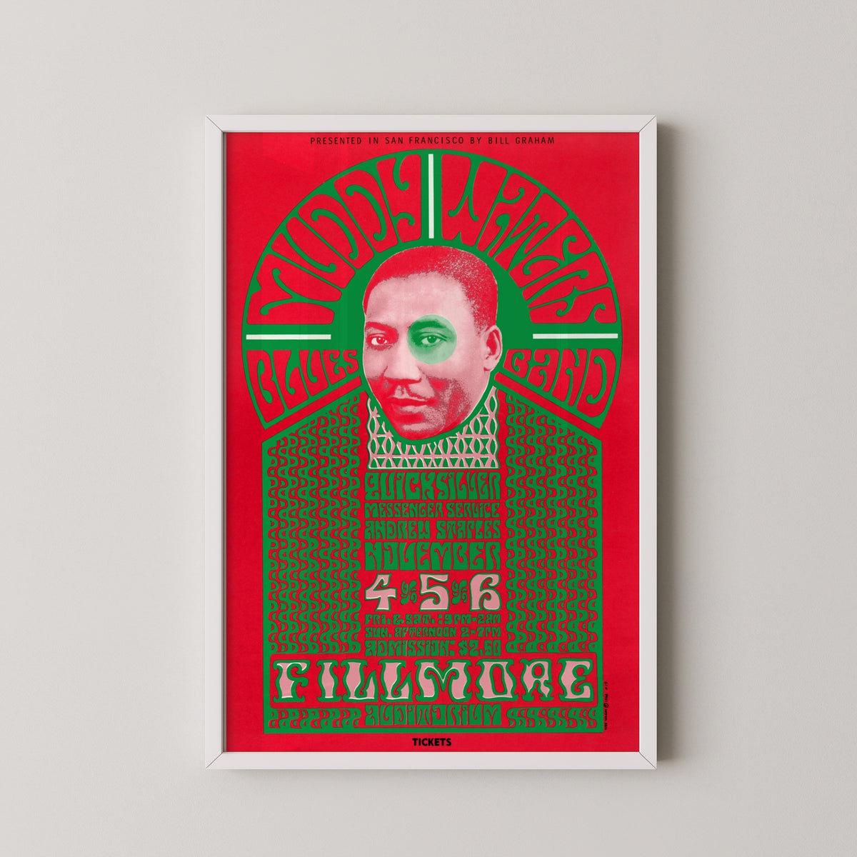 muddy waters fillmore poster – white frame mockup
