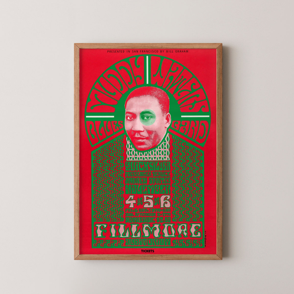 muddy waters fillmore poster – wood frame mockup