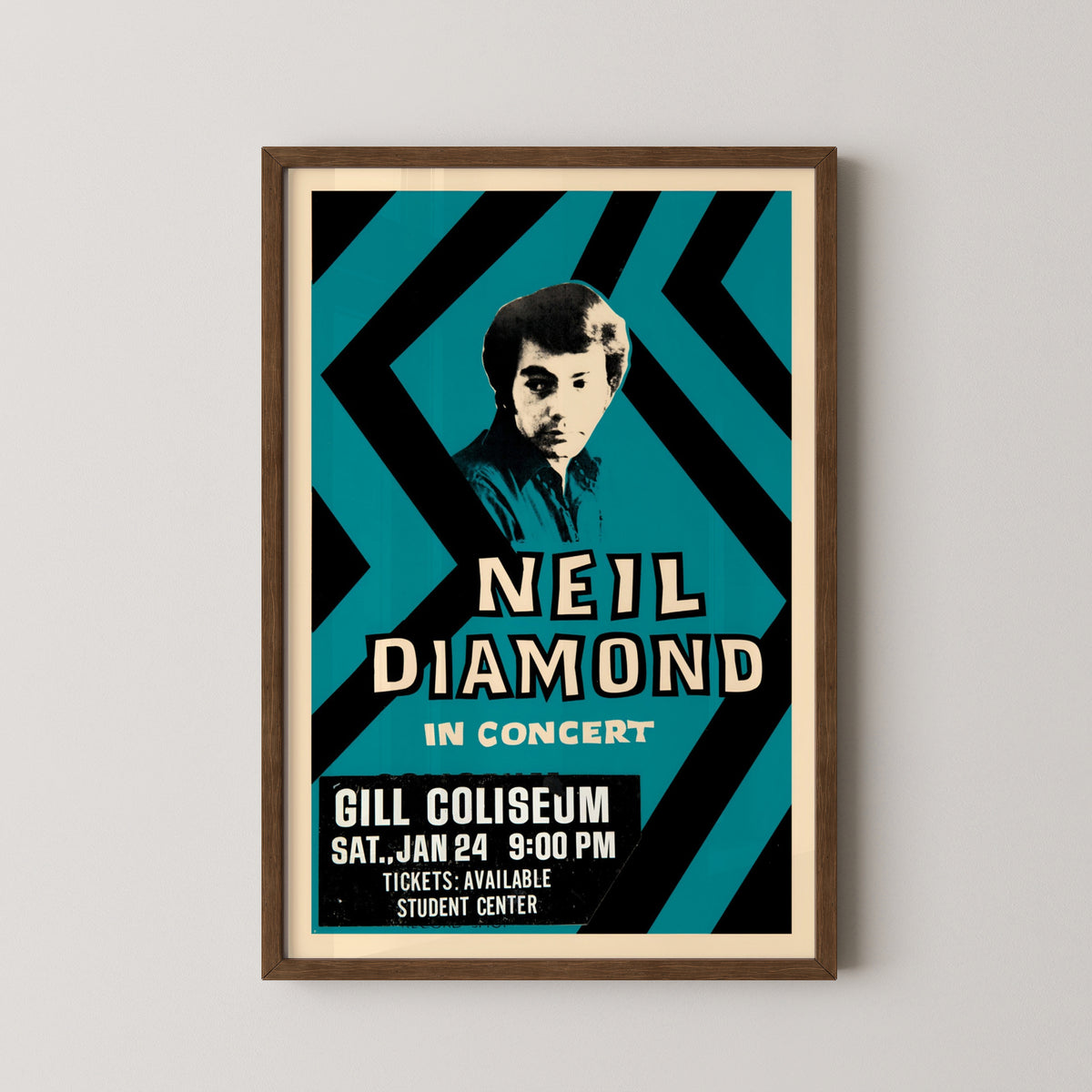 neil diamond concert poster – darkwood frame mockup