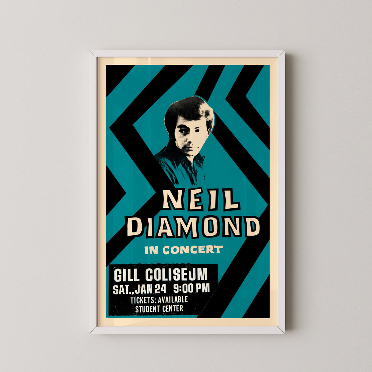 neil diamond concert poster – white frame mockup