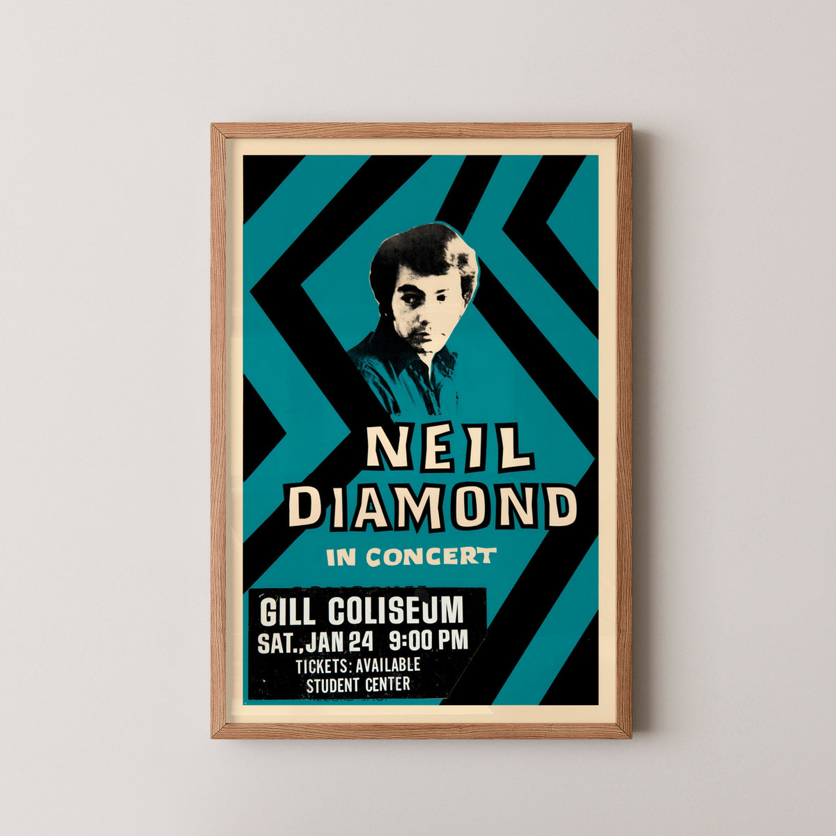 neil diamond concert poster – wood frame mockup