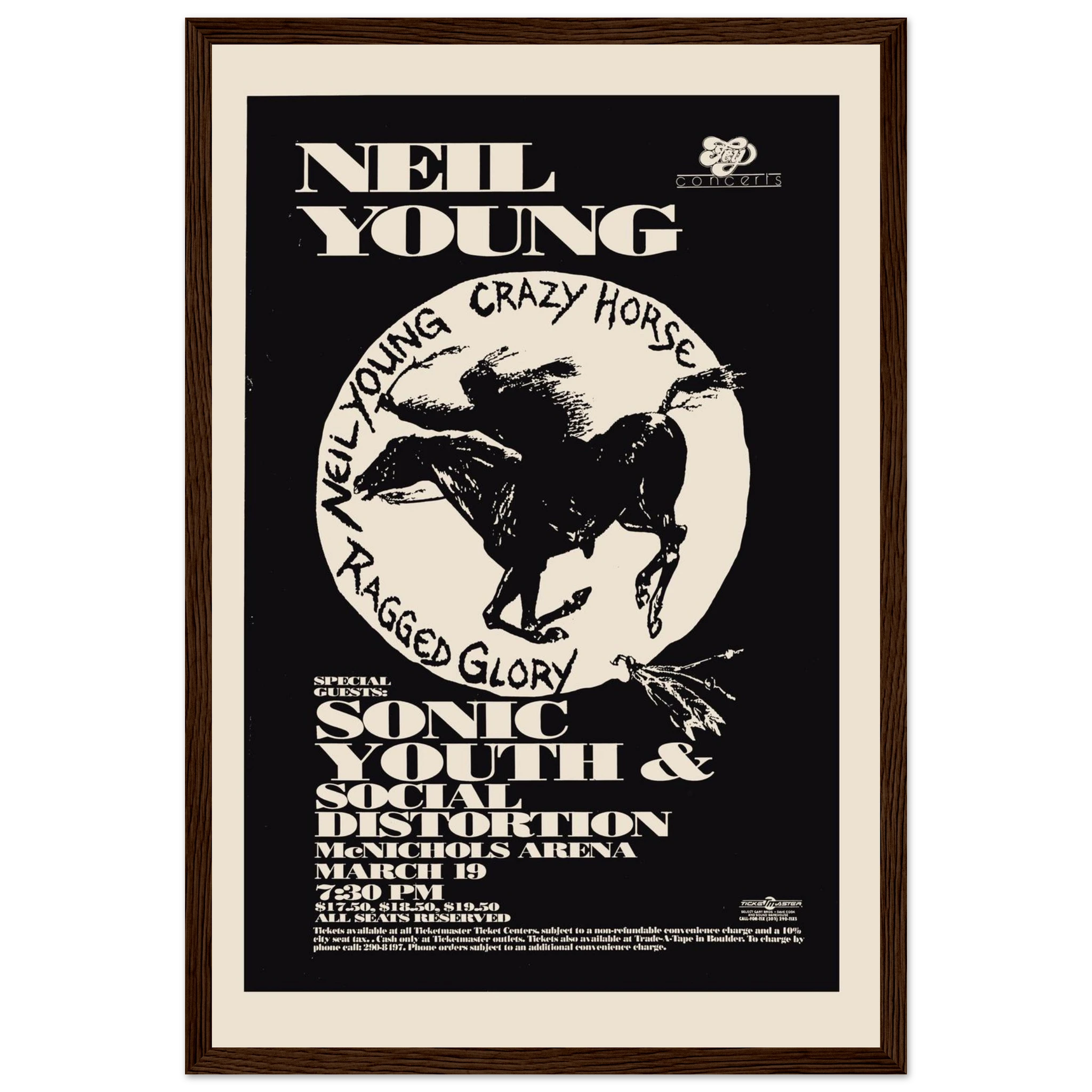Retro music poster print of Neil Young, combining classic typography and vintage design for rock fans and music room decor.