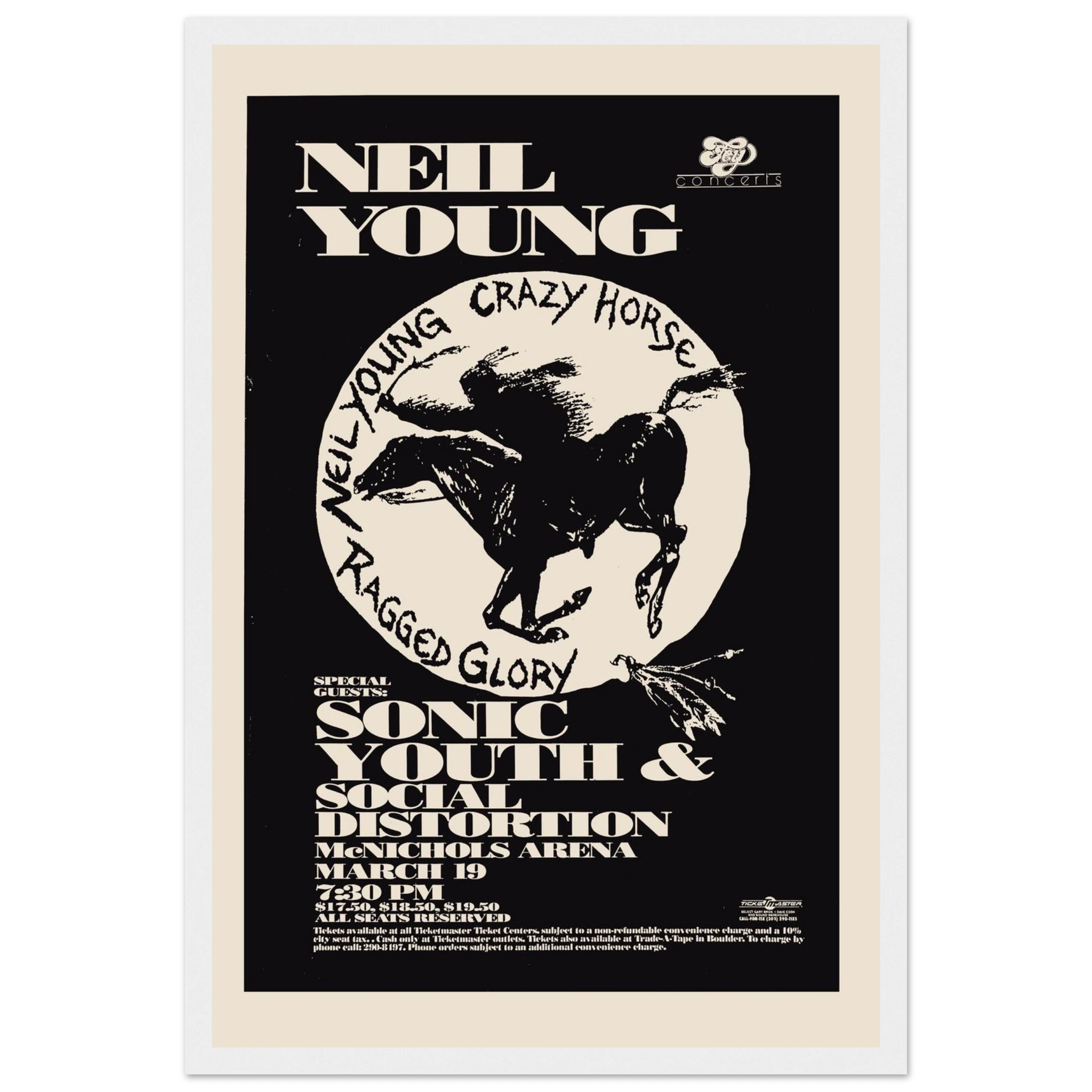 Vintage rock wall decor print featuring Neil Young, a timeless piece for studios, lounges, or retro-inspired interiors.