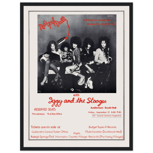 Celebrate punk rock with this New York Dolls vintage concert poster. Perfect for music lovers and collectors. Shop now for iconic 70s rock wall art!