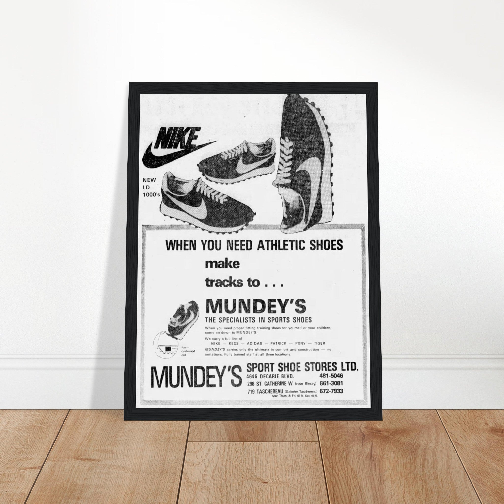 Step back into sneaker history with this Nike Daybreak 1976 Vintage Ad Poster. A must-have for sneakerheads and retro design lovers, this classic Nike running shoe print brings nostalgia and style to any space. Perfect for collectors—shop now!
