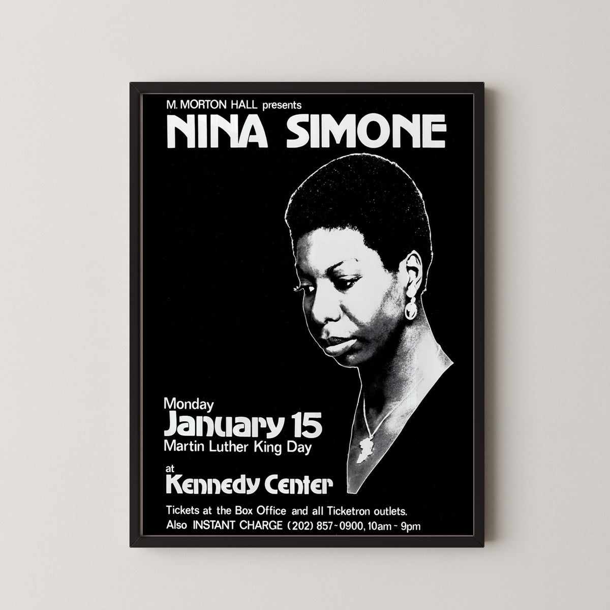 nina simone vintage poster – black frame mockup