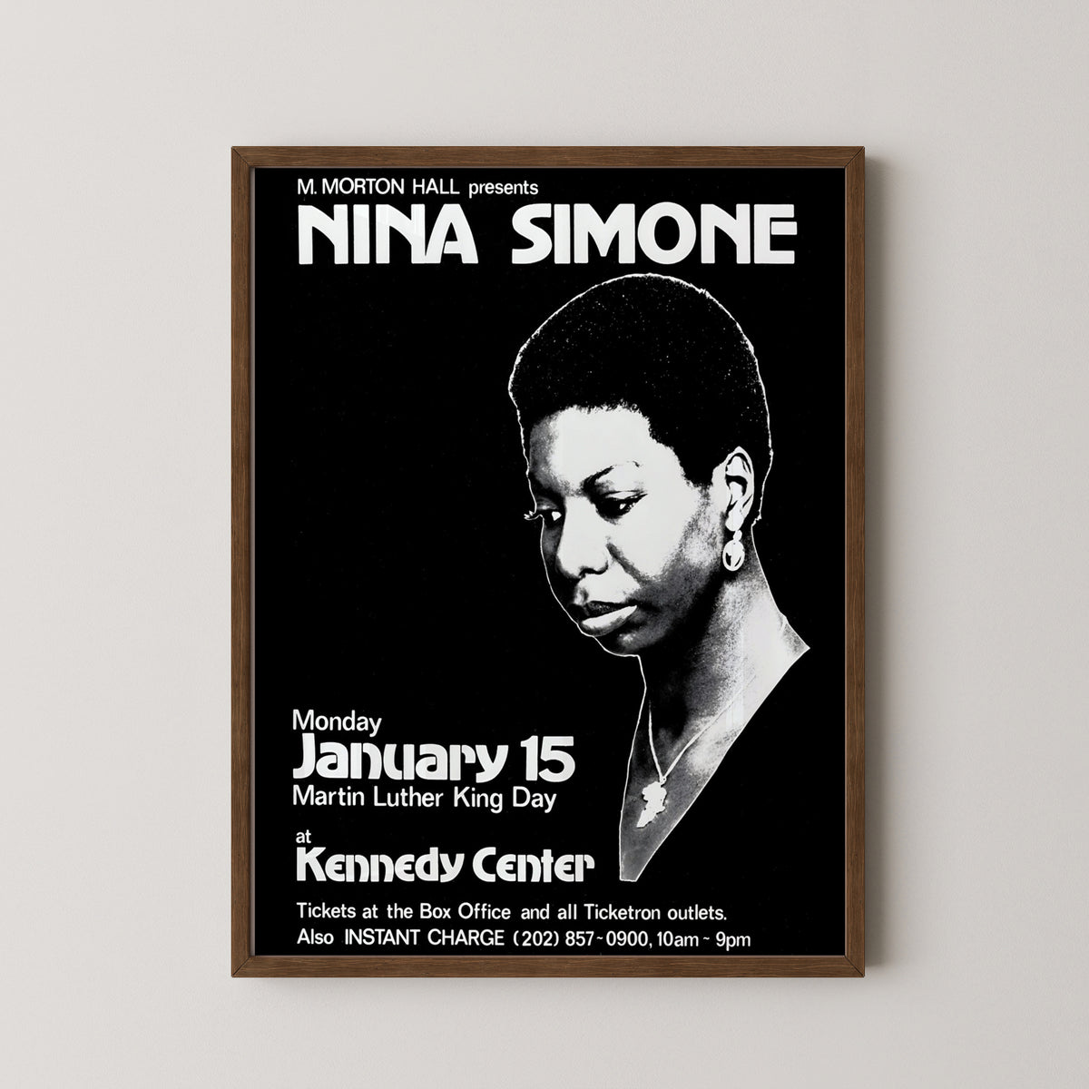 nina simone vintage poster – darkwood frame mockup