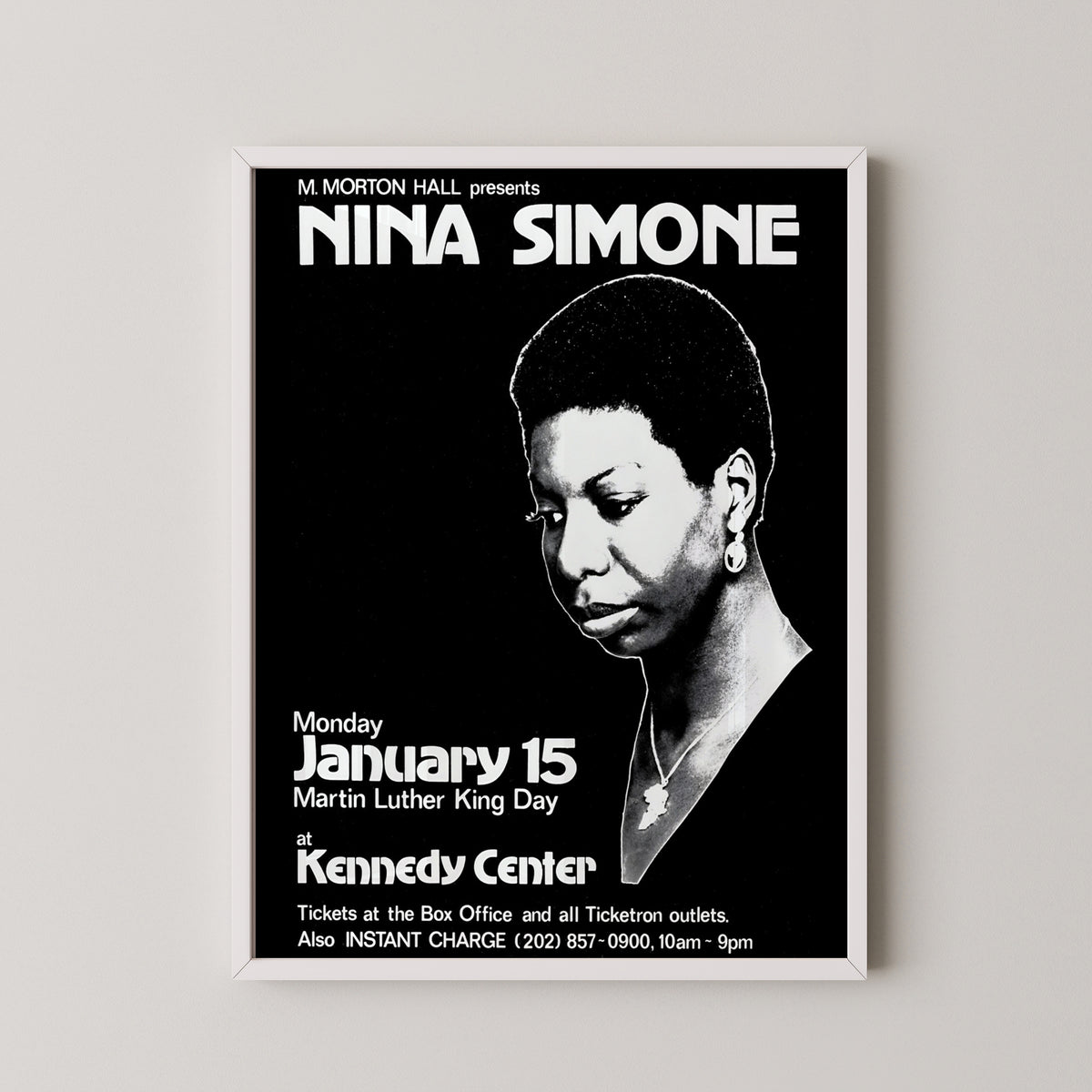 nina simone vintage poster – white frame mockup