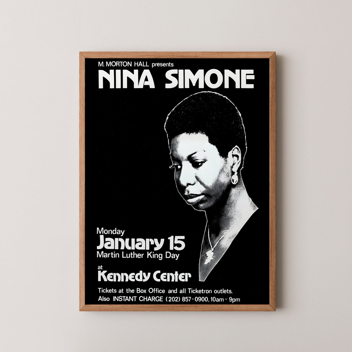 nina simone vintage poster – wood frame mockup