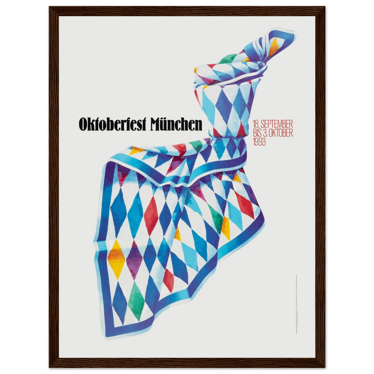 German folk art print of Oktoberfest 1993, a lively depiction of Munich’s famous beer celebration and cultural heritage.