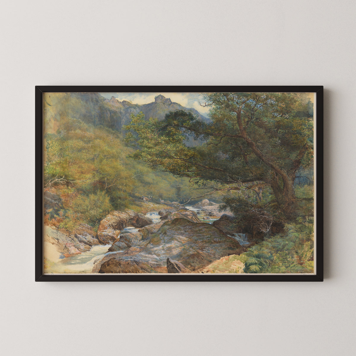 On the East Lyn, North Devon by William Henry Millais, art print in a black frame