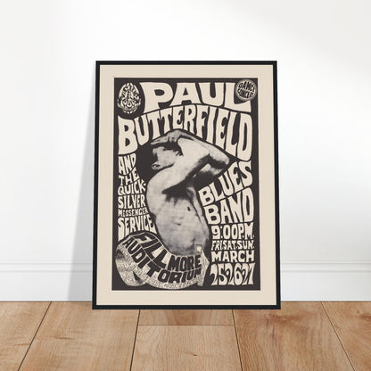 Iconic Paul Butterfield concert poster, celebrating the legendary blues rock artist. Perfect for blues fans & vintage concert collectors. Shop now!