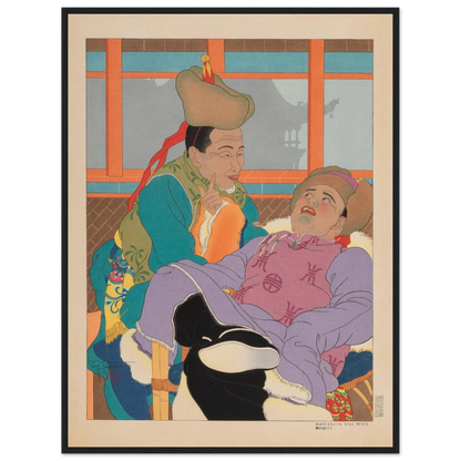Fine-art print A Very Funny Story, Mongolians by Paul Jacoulet, an exquisite example of 20th-century woodblock portraiture and cross-cultural artistry.