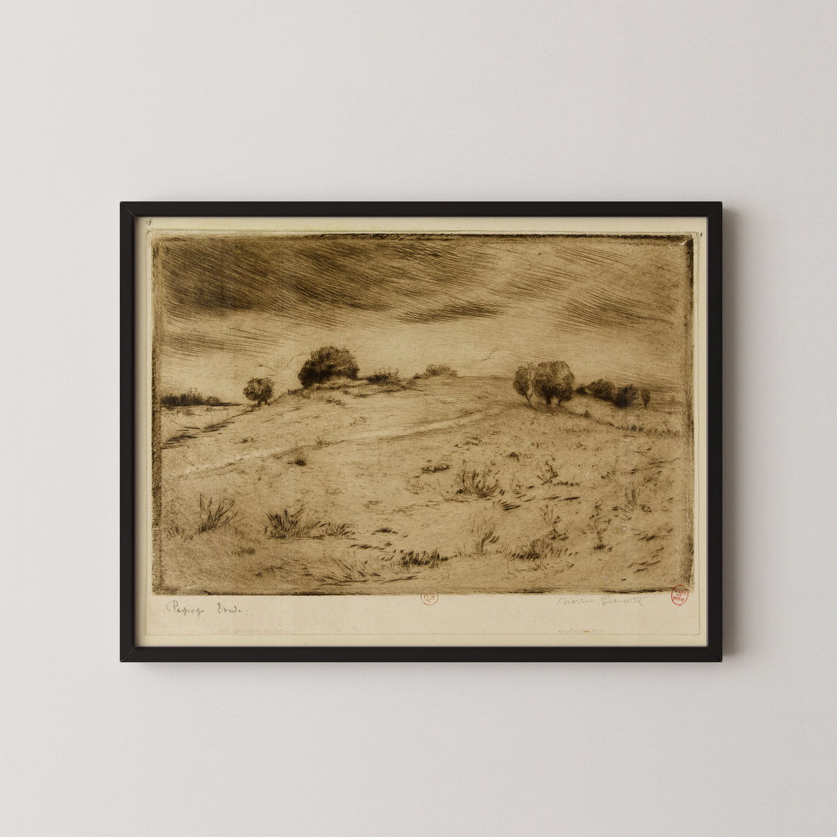 Paysage, étude by Norbert Gœneutte, art print in a black frame