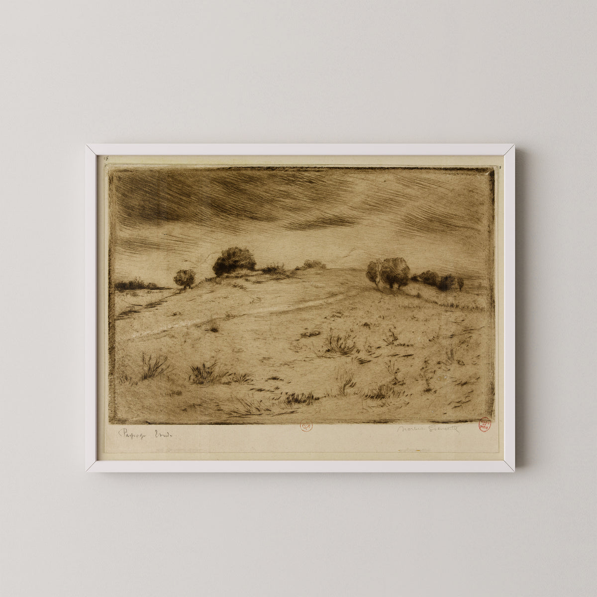 Paysage, étude by Norbert Gœneutte, art print in a white frame