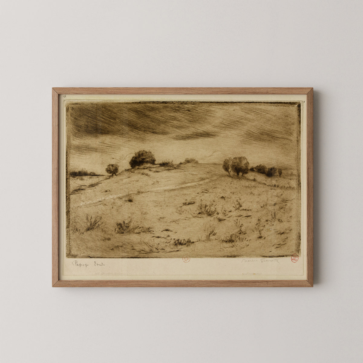 Paysage, étude by Norbert Gœneutte, art print in a natural wood frame