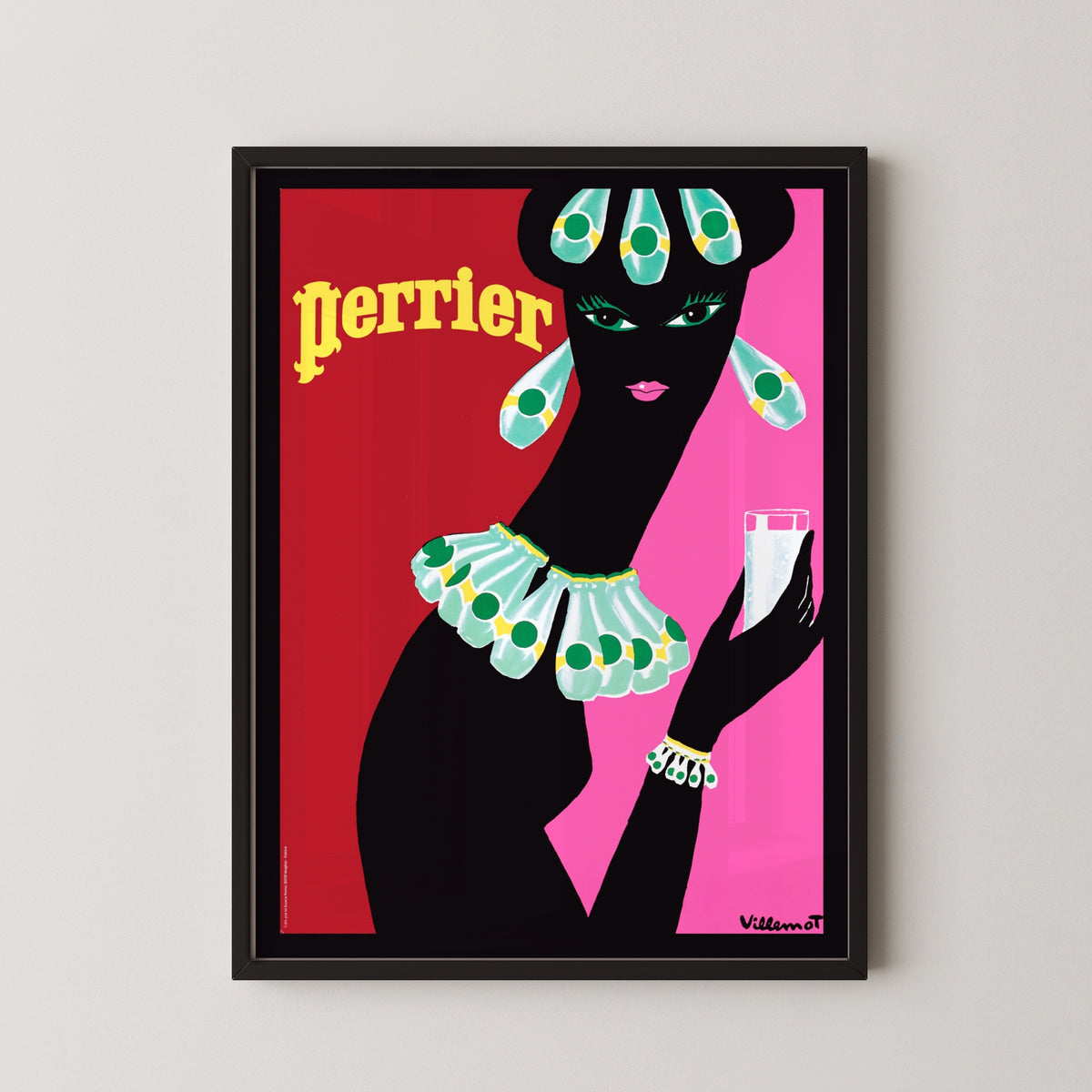 perrier vintage poster – black frame mockup