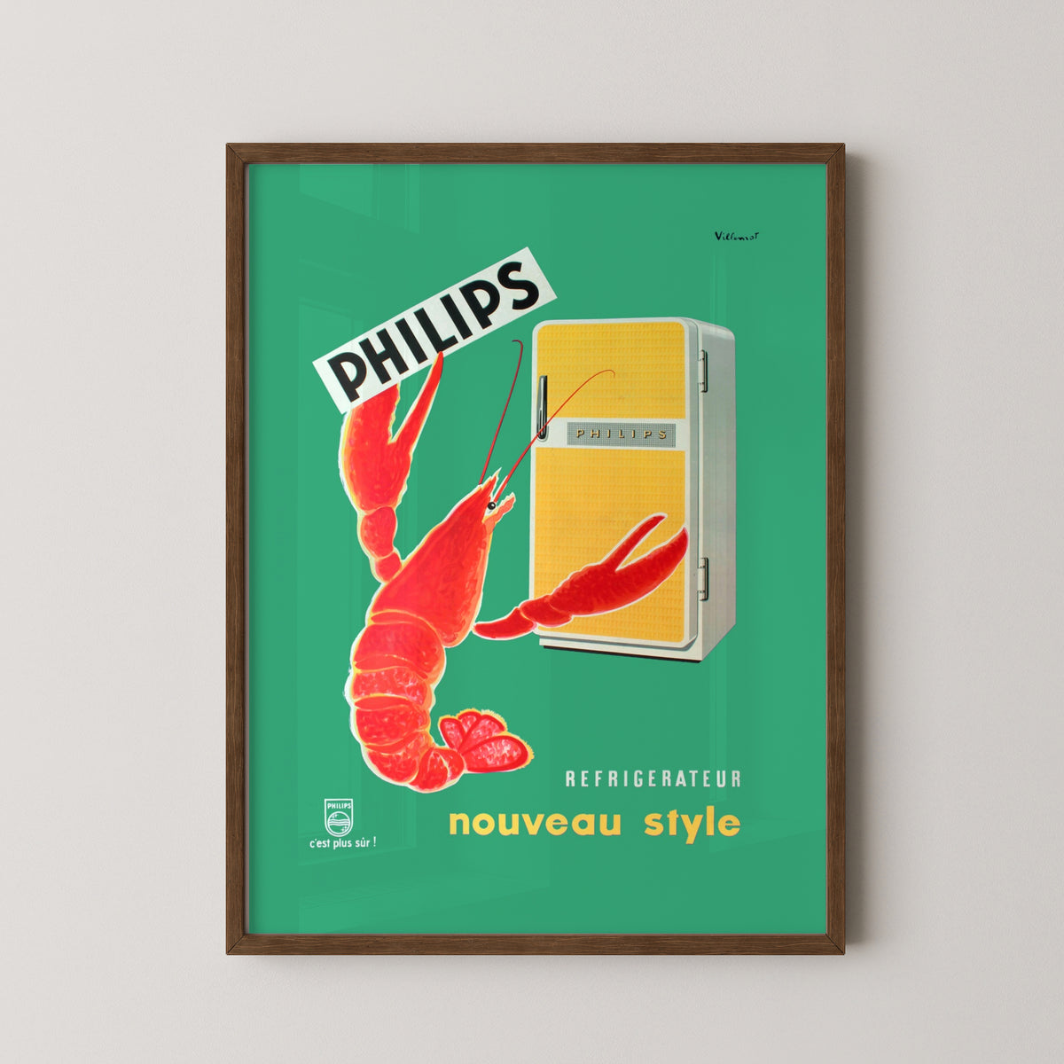 philips lobster poster – darkwood frame mockup