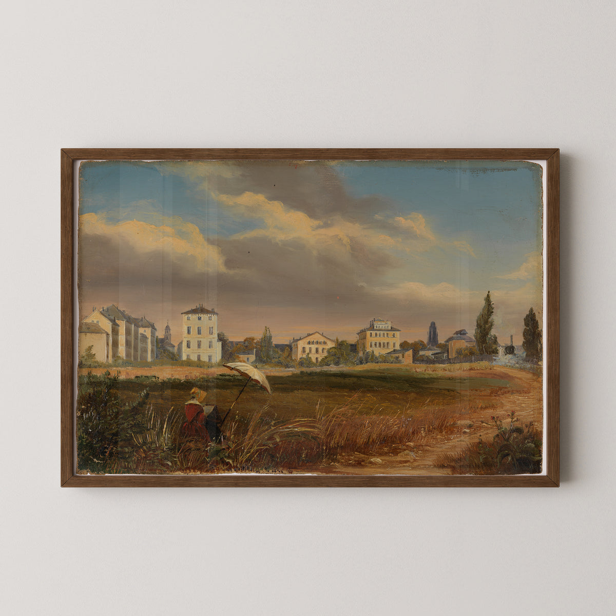 Plein Air Painter at the Outskirts of the City by Unknown author Unknown author, art print in a dark wood frame